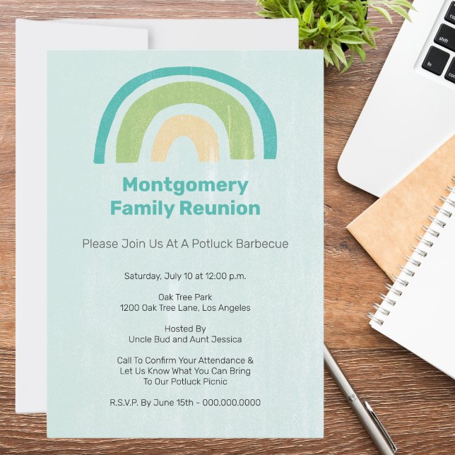Modern Rainbow Family Gathering BBQ Picnic Reunion Invitation (Creator Uploaded)