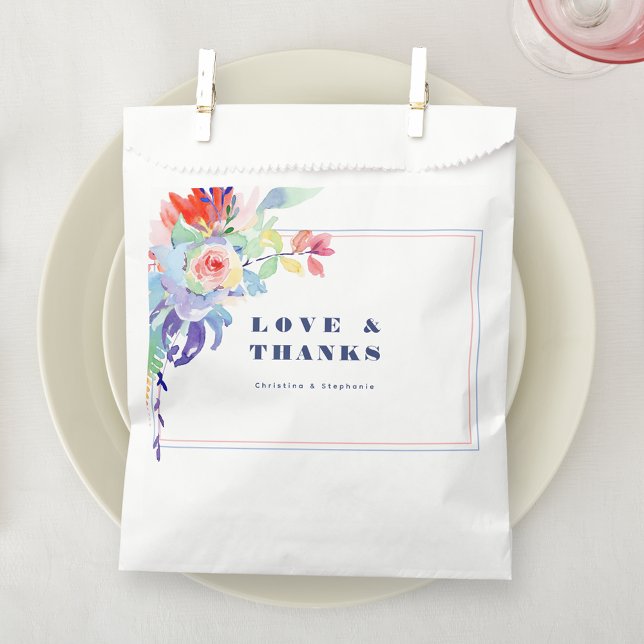 Modern Rainbow Floral LGBTQ Wedding Favour Bag (Creator Uploaded)