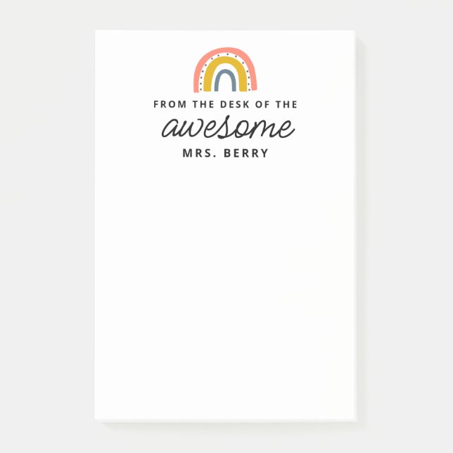 Modern Rainbow From the Desk of Teacher Post-it Notes (Front)
