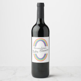 Modern Rainbow Gender Neutral Baby Wine Label