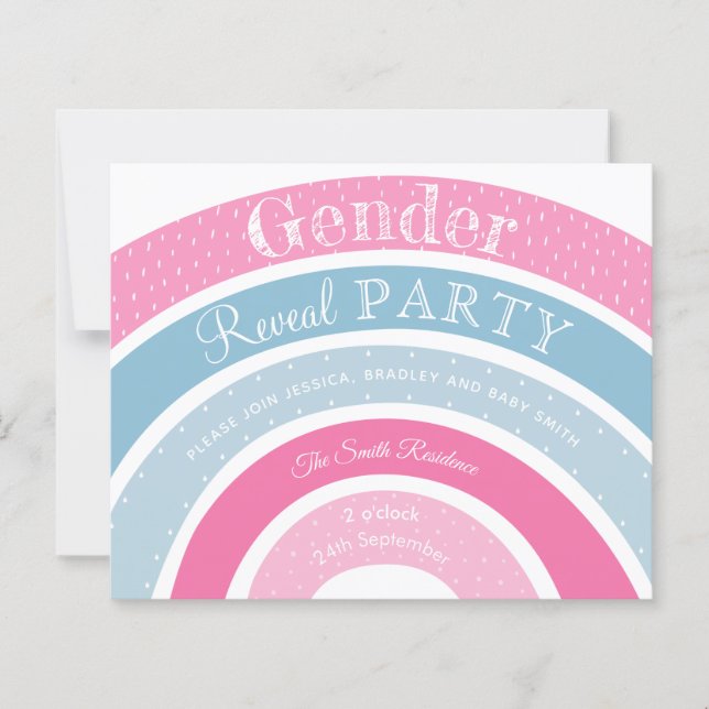 Modern rainbow geometric Gender Reveal Invitation (Front)