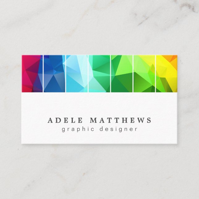 Modern Rainbow Geometric Shapes Business Card (Front)