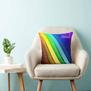 Modern Rainbow & Glam Pride Monogram Cushion