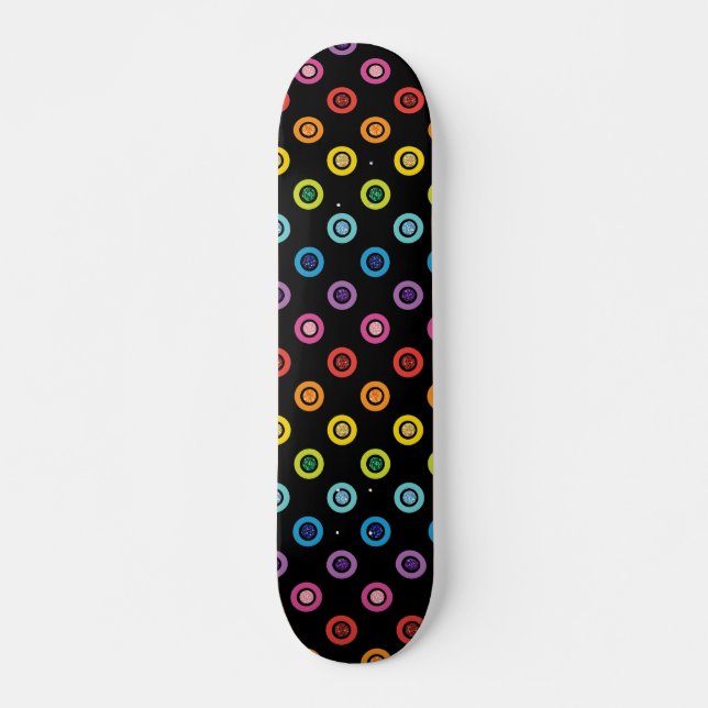 Modern Rainbow Glitter Dot Shimmer Pattern Skateboard (Front)