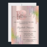 Modern Rainbow Glitter Drips 18th Birthday   Invitation<br><div class="desc">A modern,  chic,  and glamourous with rainbow glitter drips on a rose gold background.</div>