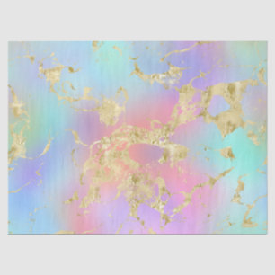 Modern Rainbow Gradient and Gold Marble Pattern Tissue Paper