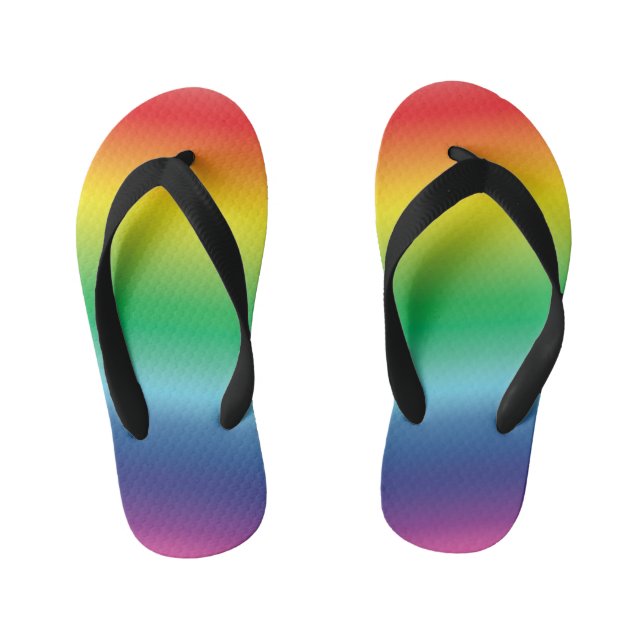 Modern rainbow gradient colours pattern fun kid's thongs (Footbed)