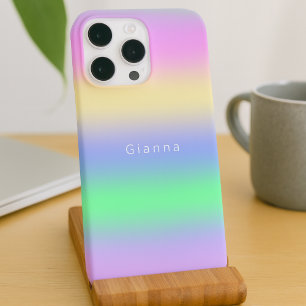 Modern Rainbow Gradient Stripe Monogrammed iPhone 16 Pro Max Case