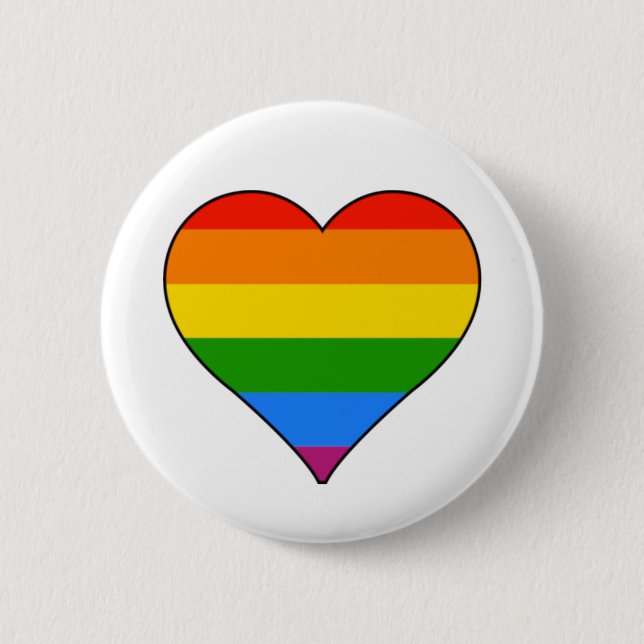 Modern Rainbow Heart Gay Pride Custom Size  6 Cm Round Badge (Front)