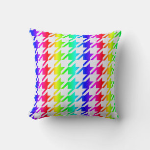 Modern Rainbow Houndstooth Pattern Cushion