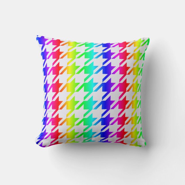 Modern Rainbow Houndstooth Pattern Cushion (Front)