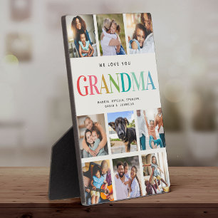 Modern Rainbow Love Grandma Photo Collage Family Plaque