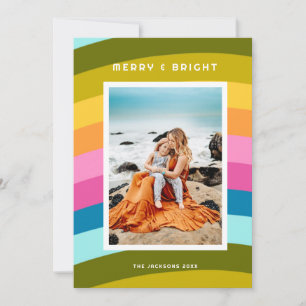 Modern Rainbow Merry and Bright Holiday Card