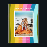 Modern Rainbow Merry and Bright Vertical Holiday Postcard<br><div class="desc">Merry and Bright Modern Rainbow Christmas Design Vertical</div>