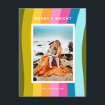 Modern Rainbow Merry and Bright Vertical Holiday Postcard<br><div class="desc">Merry and Bright Modern Rainbow Christmas Design Vertical</div>