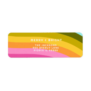 Modern Rainbow Merry and Bright Vertical Return Address Label