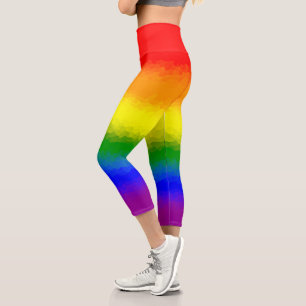 Modern Rainbow Mosaic Script Name Capri Leggings