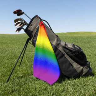 Modern Rainbow Mosaic Script Name  Golf Towel