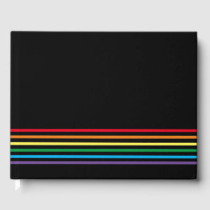 Modern Rainbow on Black Guest Book