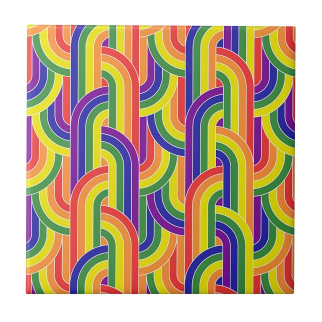 Modern Rainbow Pattern Ceramic Tile (Front)