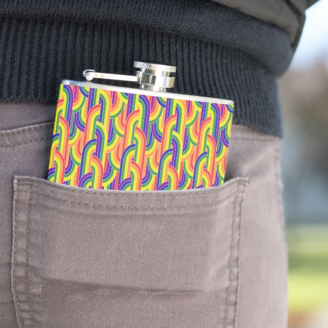 Modern Rainbow Pattern Hip Flask (In Situ)