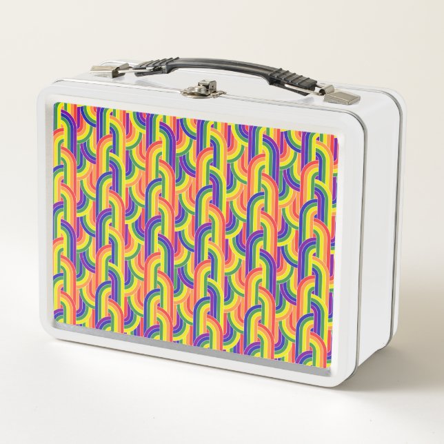 Modern Rainbow Pattern Metal Lunch Box (Front)