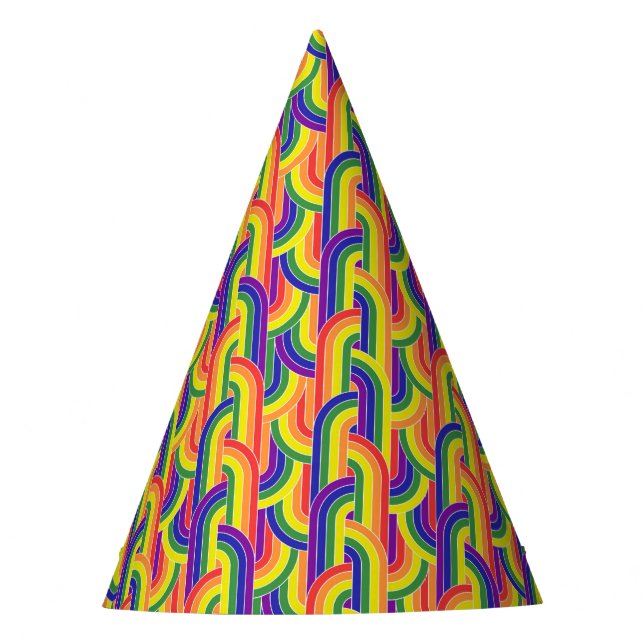 Modern Rainbow Pattern Party Hat (Front)
