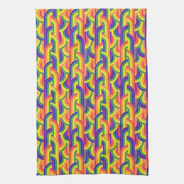 Modern Rainbow Pattern Tea Towel (Vertical)