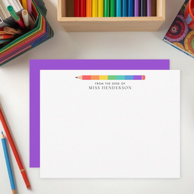 Modern Rainbow Pencil Custom Teacher's  Card (Creator Uploaded)