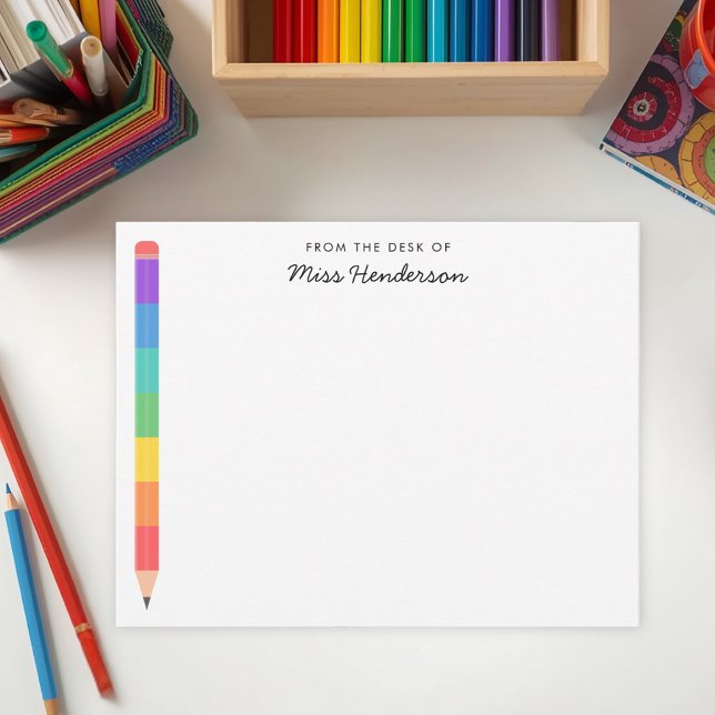 Modern Rainbow Pencil Custom Teacher's  Card (Creator Uploaded)
