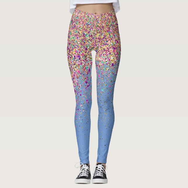 Modern Rainbow periwinkle Glitter Sparkles Gift Leggings (Front)