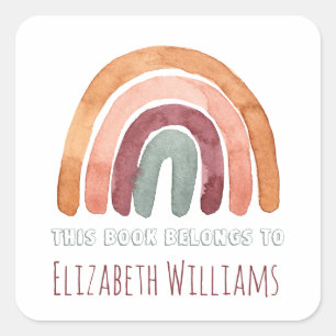  Modern Rainbow Personalised Name School   Square Sticker