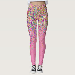Modern Rainbow Pink Glitter Sparkles Gift  Leggings
