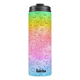 Modern Rainbow Raindrops  Thermal Tumbler