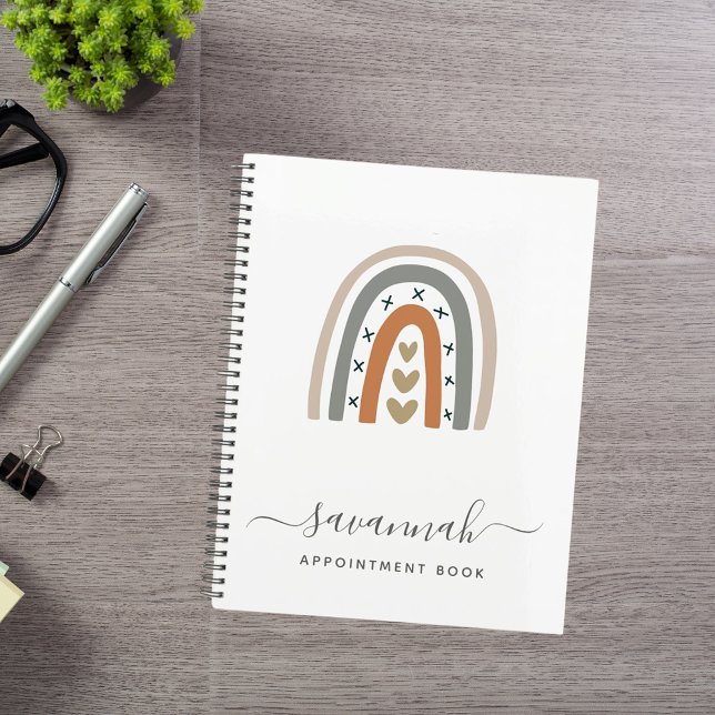 Modern rainbow rose gold grey white monogram 2026 planner (Creator Uploaded)