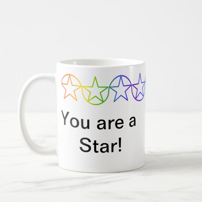 Modern Rainbow Star Personalised Mug (Left)