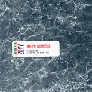 Modern rainbow stripe return address label