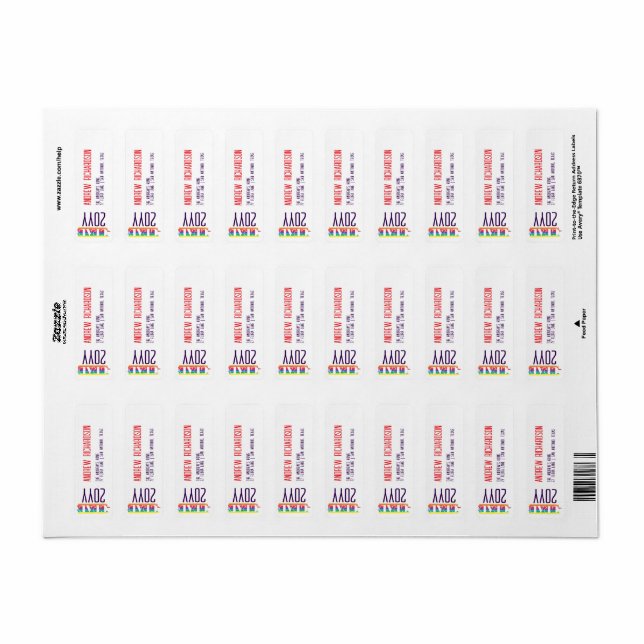 Modern rainbow stripe return address label (Full Sheet)