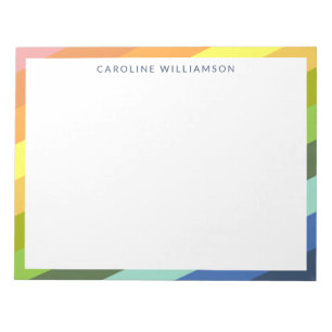 Modern Rainbow Stripes Geometric Personalised Notepad