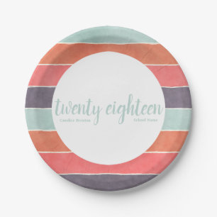 Modern Rainbow Stripes Graduation Party Plates