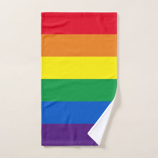 Modern rainbow stripes Lgbt Lgbtq gay flag Bath Towel Set (Hand Towel)
