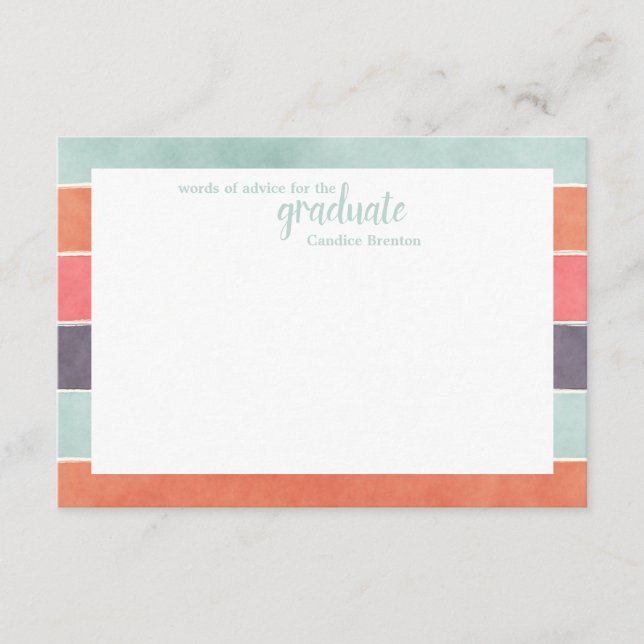 Modern Rainbow Stripes Word of Advice Cards (Front)