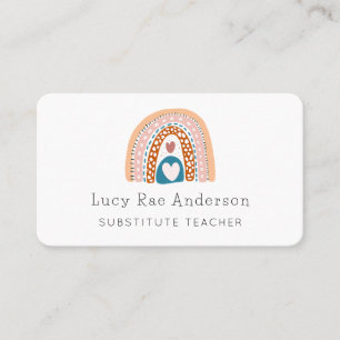 Modern Rainbow Substitute Teacher Business Card