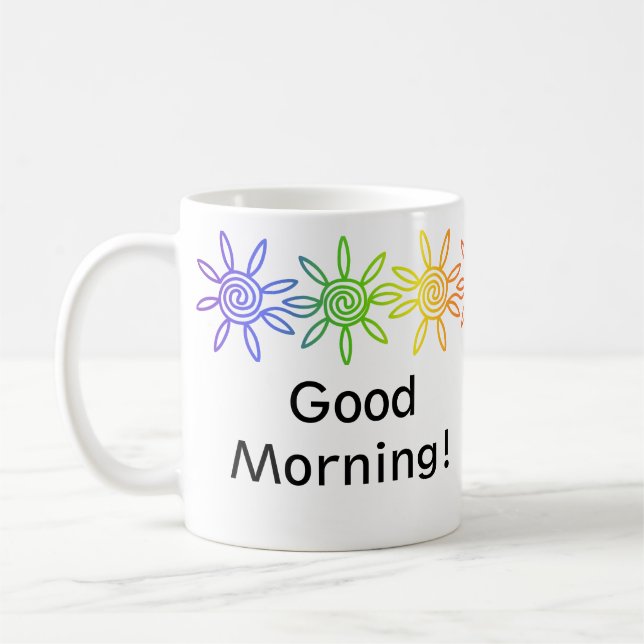 Modern Rainbow Sunshine Personalised Mug (Left)