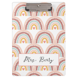 Modern Rainbow Teacher Add Your Name Clipboard