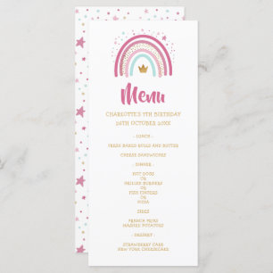 Modern Rainbow themed party birthday menu
