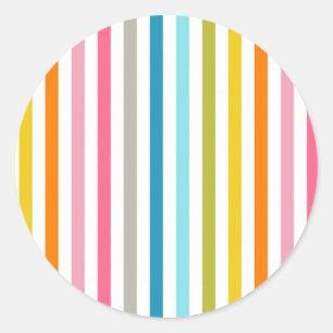 Modern Rainbow Trendy Colourful Stripes Classic Round Sticker