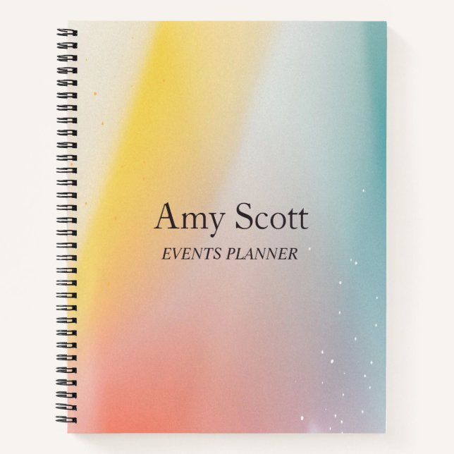 Modern rainbow watercolor event planner notebook (Front)