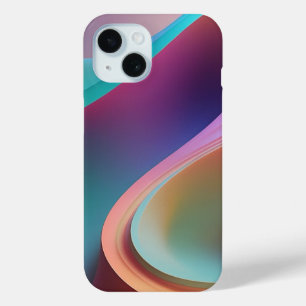 Modern Rainbow Wave Abstract Art iPhone 15 Case