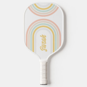Modern Rainbow With Personalised Name Pickleball Paddle